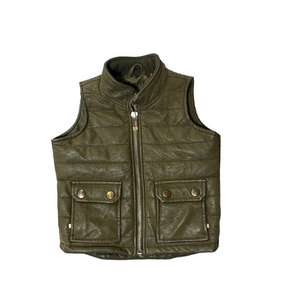 Jordan Craig Legacy Edition Vest Boy 4 Army Green Faux Leather Lined Adjustable - Picture 1 of 10